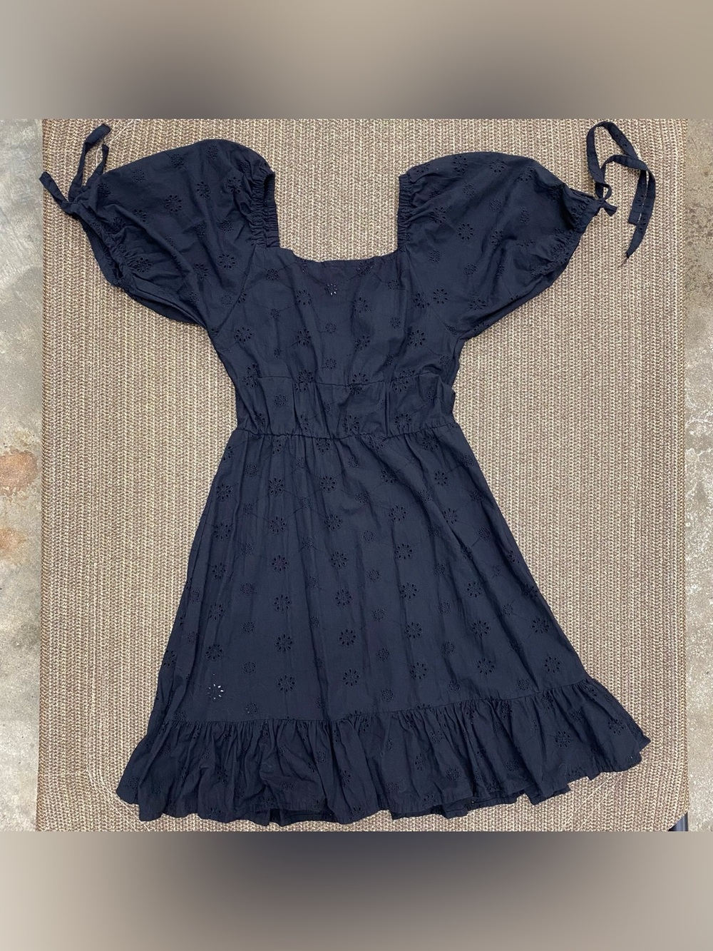 Brave Soul London Black Eyelet Milkmaid Mini Dress Puff Sleeve Small Cottagecore - Picture 5 of 7